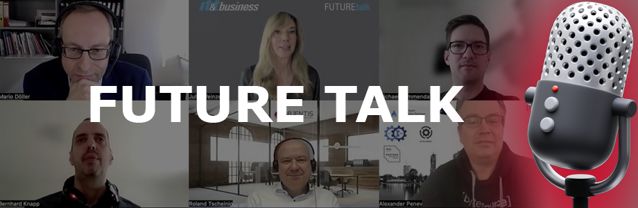 Roland Tscheinig and fellow industry leaders taking part in a podcast discussion about the role of AI in today's technology landscape.