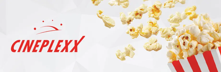 Popcorn displayed alongside the Cineplexx logo, illustrating Cineplexx's use of Drvless to automate its systems.